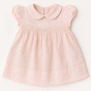 Pink Vintage Baby Dress With Smocking And Embroidered Detail